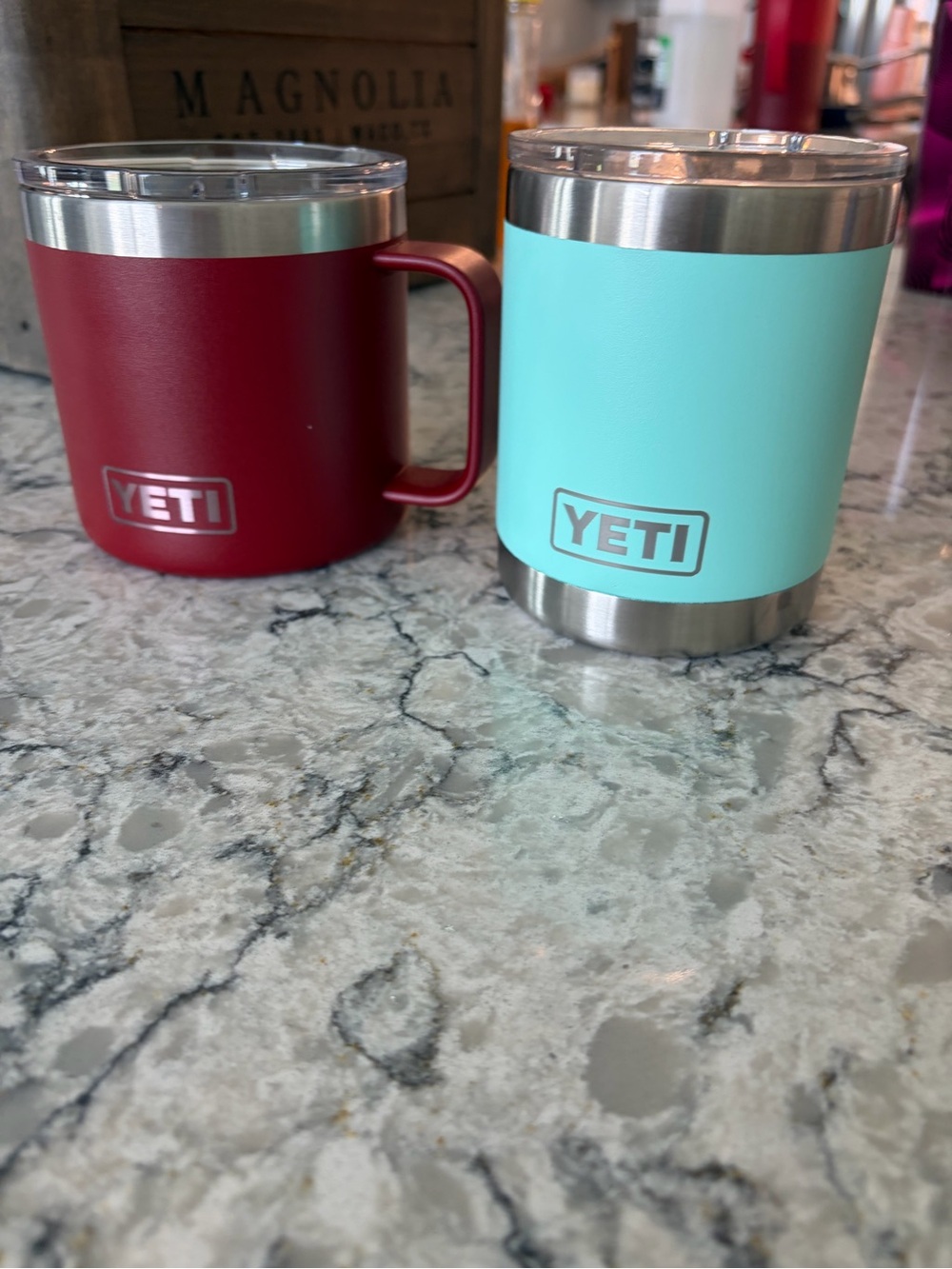 NWOT YETI Maroon Coffee Mug and Seafoam Tumbler